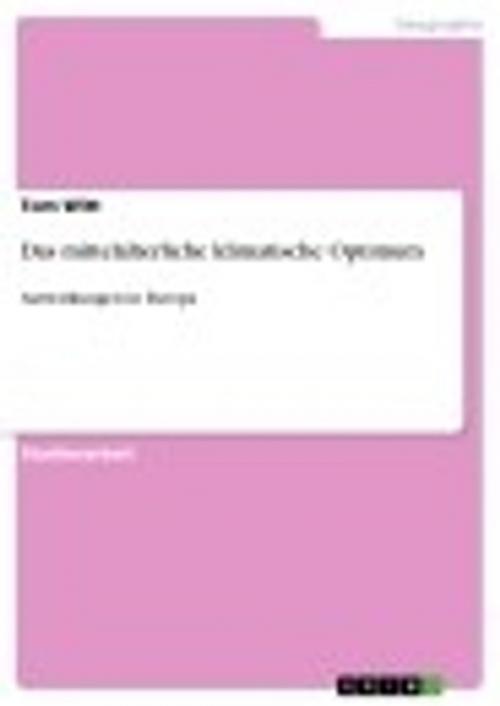 Cover of the book Das mittelalterliche klimatische Optimum by Tom Witt, GRIN Verlag