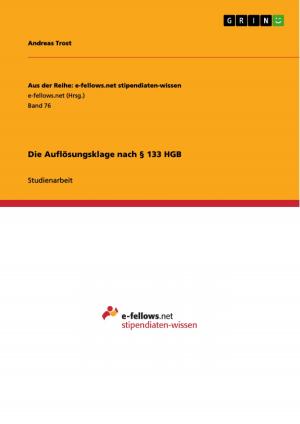 Cover of the book Die Auflösungsklage nach § 133 HGB by Sebastian Reuther