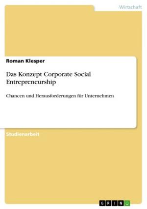 Cover of the book Das Konzept Corporate Social Entrepreneurship by Jasmine Immerheiser