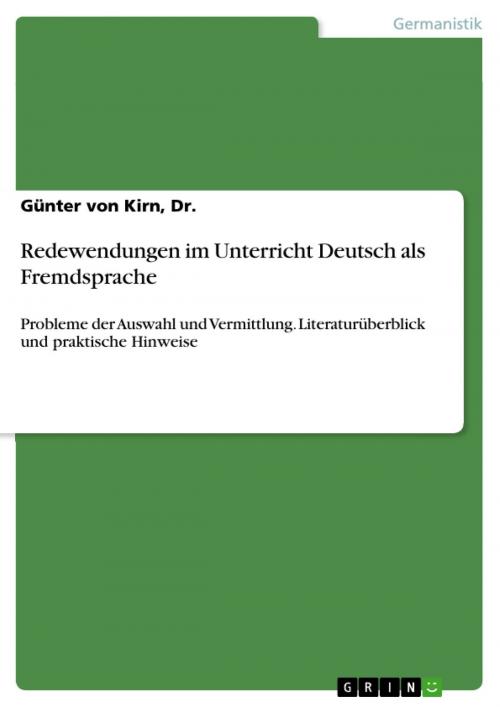 Cover of the book Redewendungen im Unterricht Deutsch als Fremdsprache by Günter von Kirn, Dr., GRIN Verlag