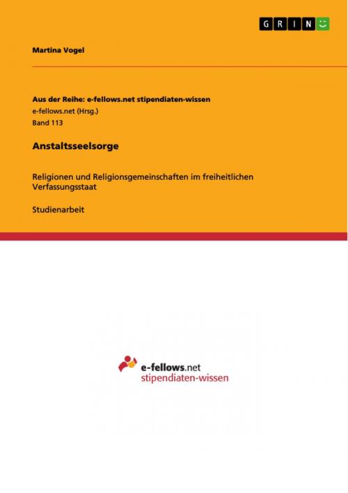 Cover of the book Anstaltsseelsorge by Martina Vogel, GRIN Verlag