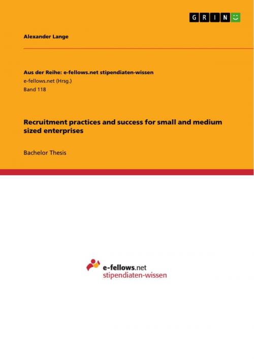 Cover of the book Recruitment practices and success for small and medium sized enterprises by Alexander Lange, GRIN Verlag