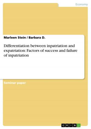 Cover of the book Differentiation between inpatriation and expatriation: Factors of success and failure of inpatriation by Johanna Niemann