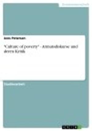 Cover of the book 'Culture of poverty' - Armutsdiskurse und deren Kritik by Kristin Huckenbeck