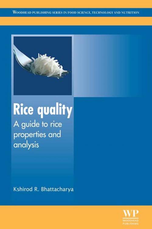 Cover of the book Rice Quality by Kshirod R Bhattacharya, Elsevier Science
