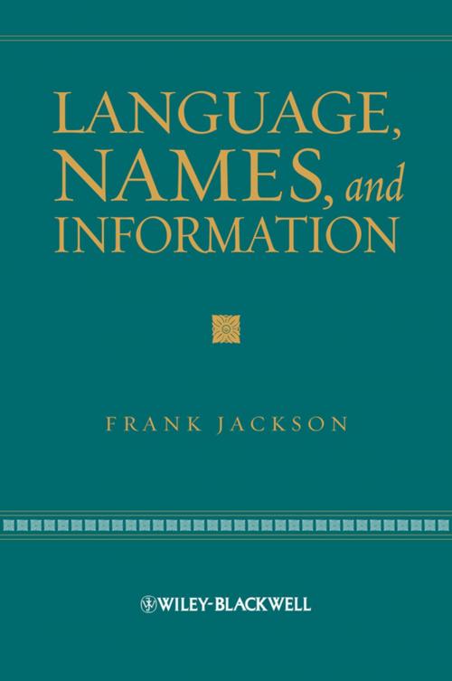 Cover of the book Language, Names, and Information by Frank Jackson, Wiley