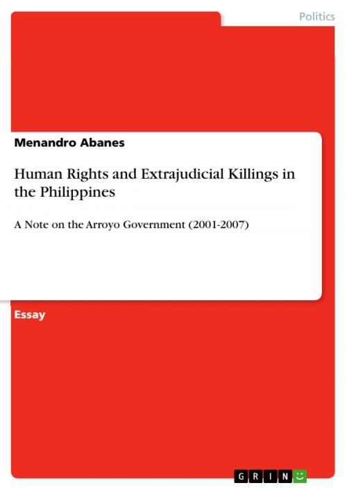 Cover of the book Human Rights and Extrajudicial Killings in the Philippines by Menandro Abanes, GRIN Verlag