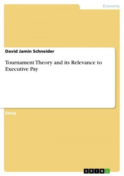 Cover of the book Tournament Theory and its Relevance to Executive Pay by David Jamin Schneider, GRIN Publishing