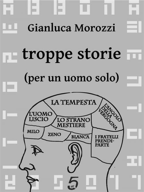 Cover of the book Troppe storie (per un uomo solo) by Gianluca Morozzi, quintadicopertina