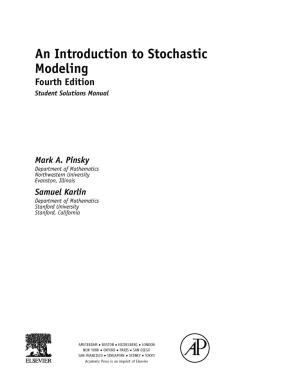Cover of the book An Introduction to Stochastic Modeling, Student Solutions Manual (e-only) by E. F. Codd