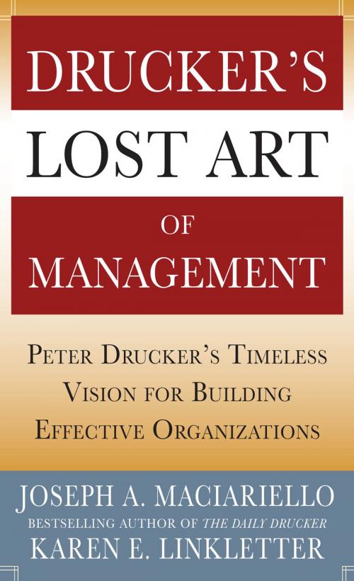 Cover of the book Drucker’s Lost Art of Management: Peter Drucker’s Timeless Vision for Building Effective Organizations by Joseph A. Maciariello, Karen Linkletter, McGraw-Hill Education