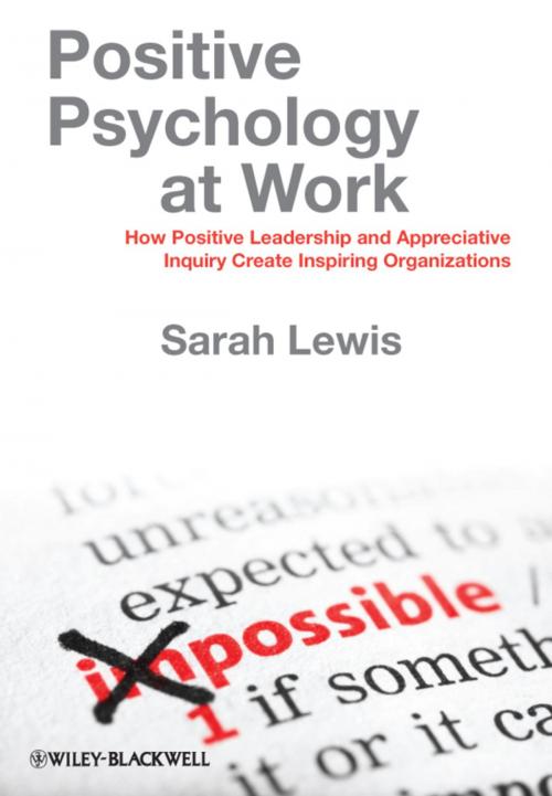 Cover of the book Positive Psychology at Work by Sarah Lewis, Wiley