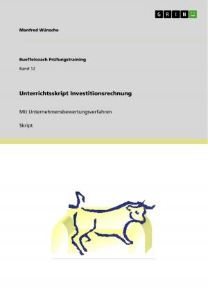 Cover of the book Unterrichtsskript Investitionsrechnung by Boris Hoppen