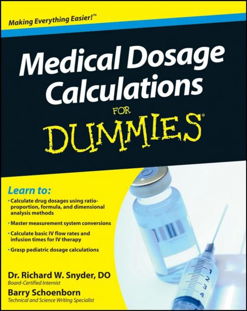 Cover of the book Medical Dosage Calculations For Dummies by Richard Snyder, Barry Schoenborn, Wiley