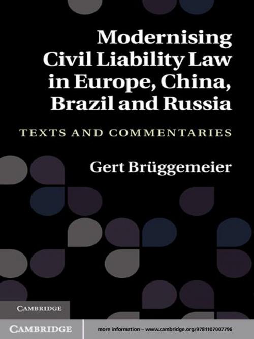 Cover of the book Modernising Civil Liability Law in Europe, China, Brazil and Russia by Gert Brüggemeier, Cambridge University Press