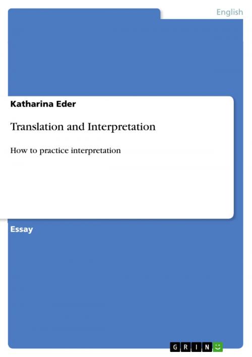 Cover of the book Translation and Interpretation by Katharina Eder, GRIN Verlag