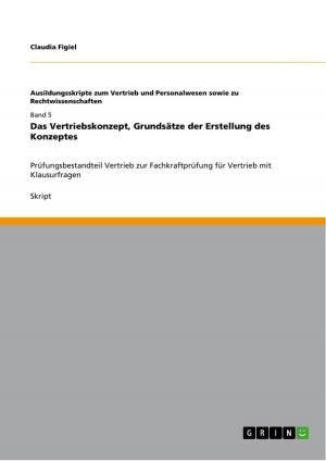 Cover of the book Das Vertriebskonzept, Grundsätze der Erstellung des Konzeptes by Elisabeth Augustin