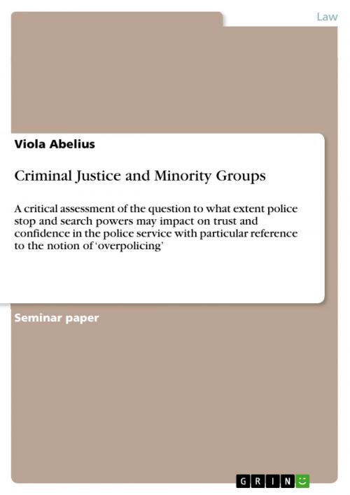 Cover of the book Criminal Justice and Minority Groups by Viola Abelius, GRIN Verlag