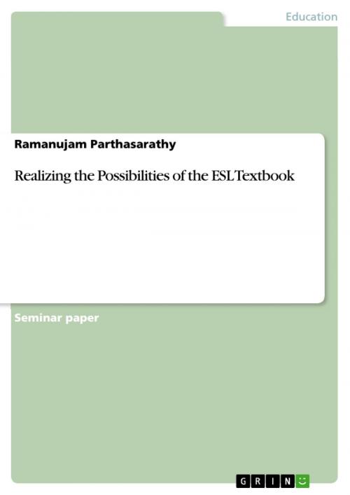 Cover of the book Realizing the Possibilities of the ESL Textbook  by Ramanujam Parthasarathy, GRIN Verlag