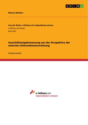 Cover of the book Ausschüttungsbemessung aus der Perspektive der externen Unternehmensrechnung by Promise Makhosazane Nkosi