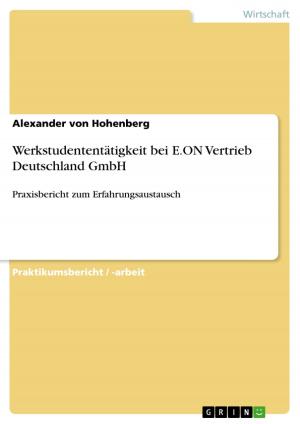 Cover of the book Werkstudententätigkeit bei E.ON Vertrieb Deutschland GmbH by Thomas Frank