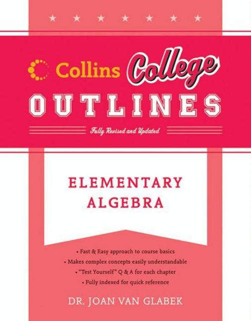 Cover of the book Elementary Algebra by Joan Van Glabek, Collins Reference