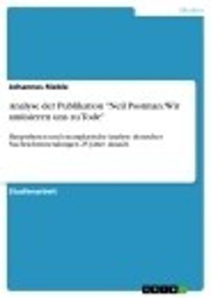 Cover of the book Analyse der Publikation 'Neil Postman: Wir amüsieren uns zu Tode' by Pola Sarah