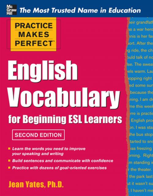 Cover of the book Practice Makes Perfect English Vocabulary for Beginning ESL Learners by Jean Yates, McGraw-Hill Education