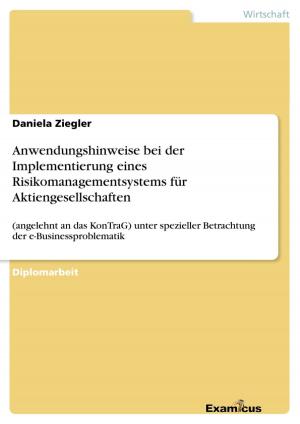 Cover of the book Anwendungshinweise bei der Implementierung eines Risikomanagementsystems für Aktiengesellschaften by Martin Auracher