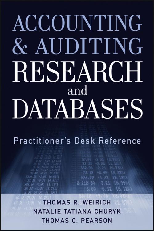 Cover of the book Accounting and Auditing Research and Databases by Thomas R. Weirich, Natalie Tatiana Churyk, Thomas C. Pearson, Wiley