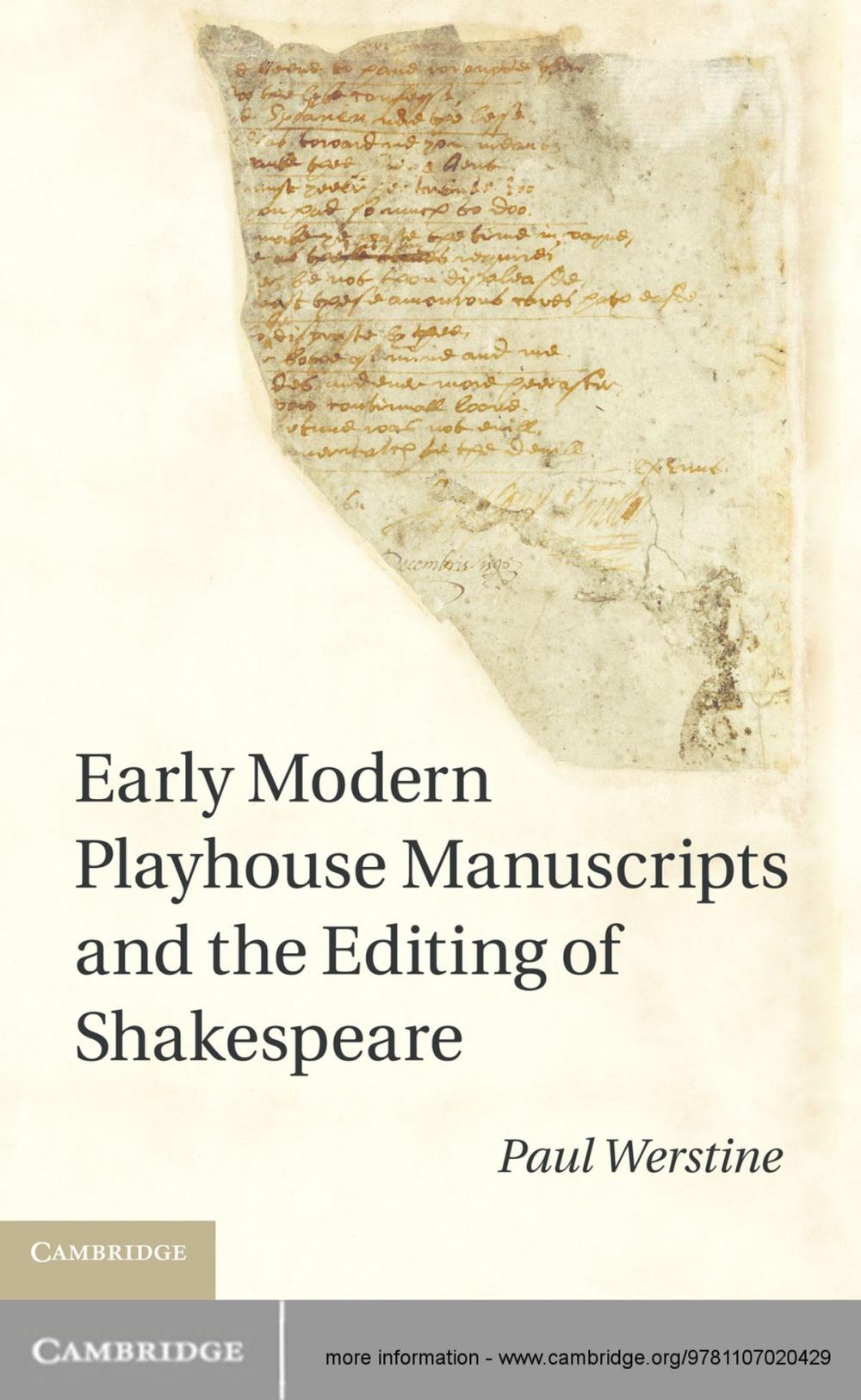 Big bigCover of Early Modern Playhouse Manuscripts and the Editing of Shakespeare