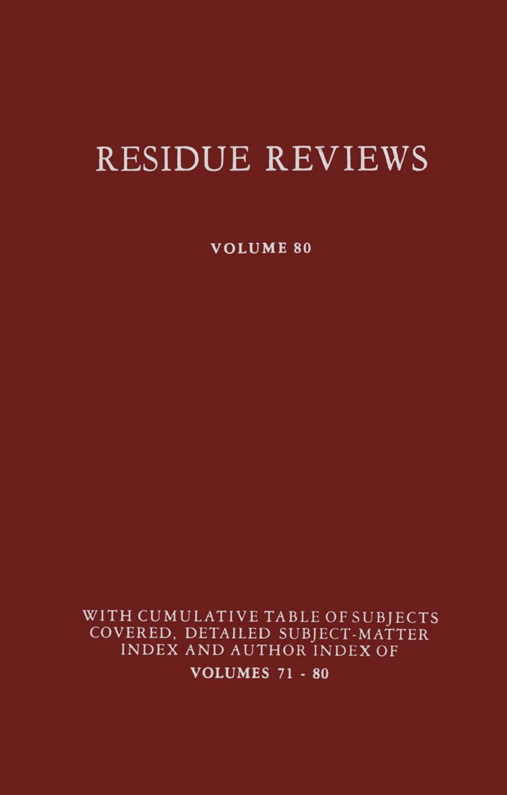 Big bigCover of Residue Reviews