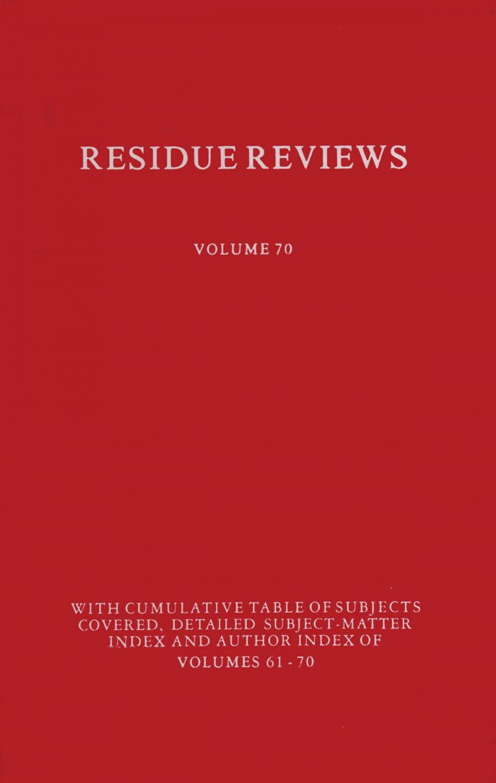 Big bigCover of Residues of Pesticides and Other Contaminants in the Total Environment