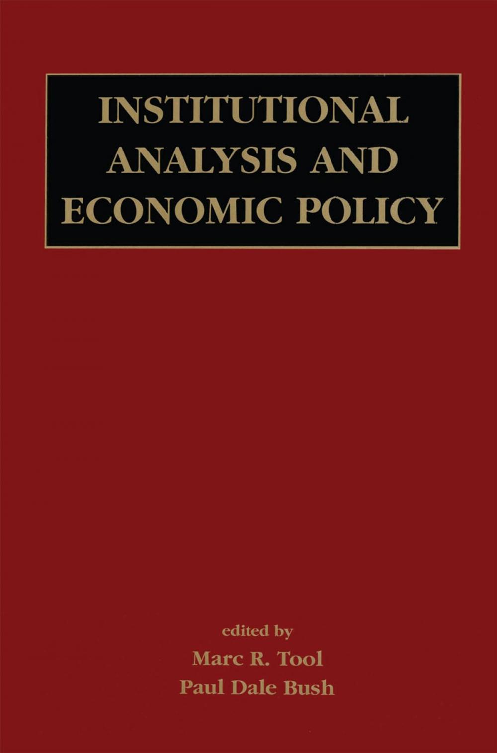 Big bigCover of Institutional Analysis and Economic Policy