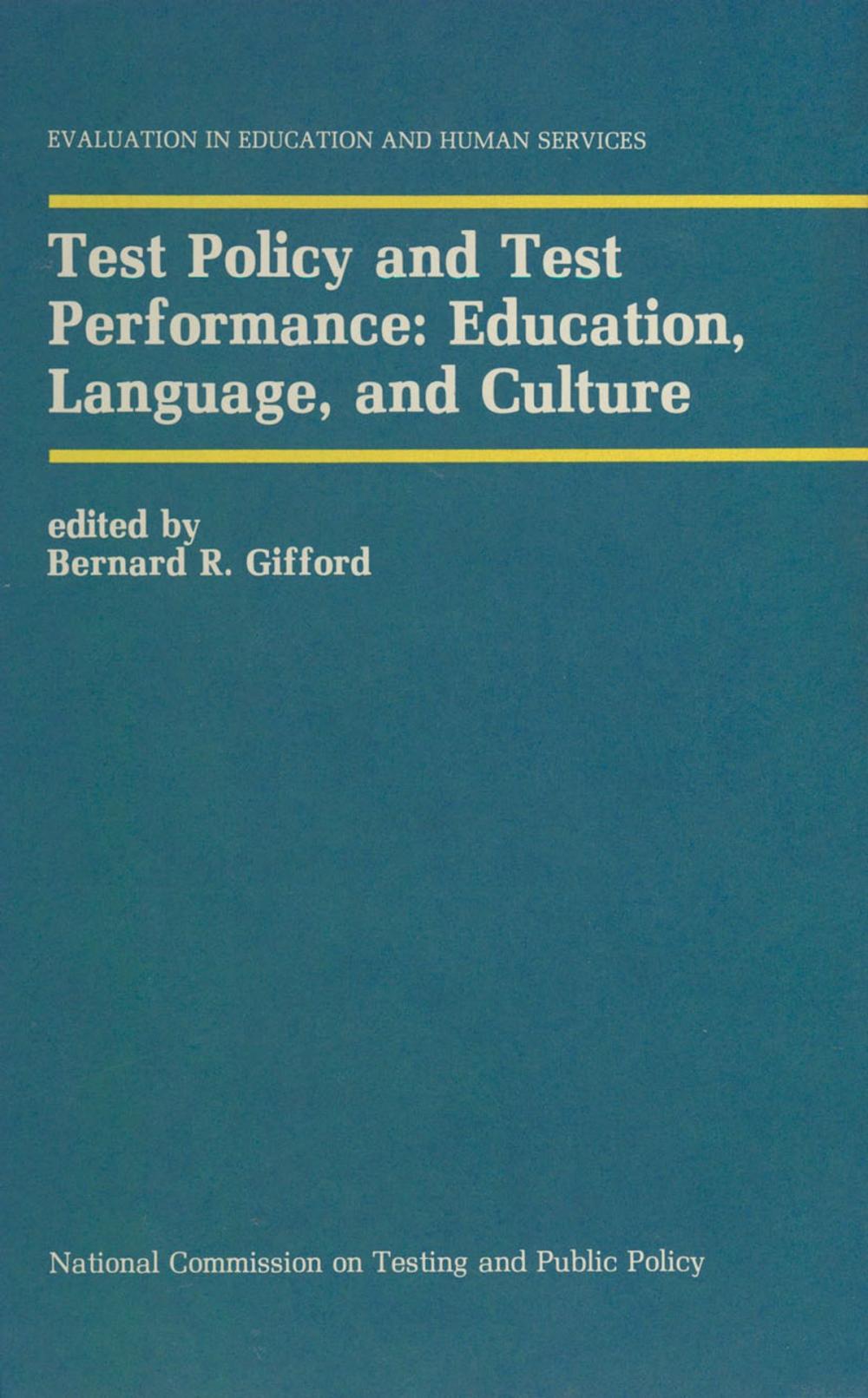 Big bigCover of Test Policy and Test Performance: Education, Language, and Culture