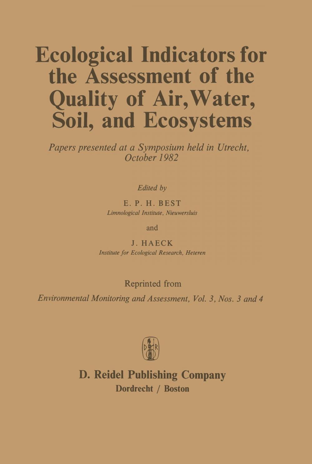 Big bigCover of Ecological Indicators for the Assessment of the Quality of Air, Water, Soil, and Ecosystems