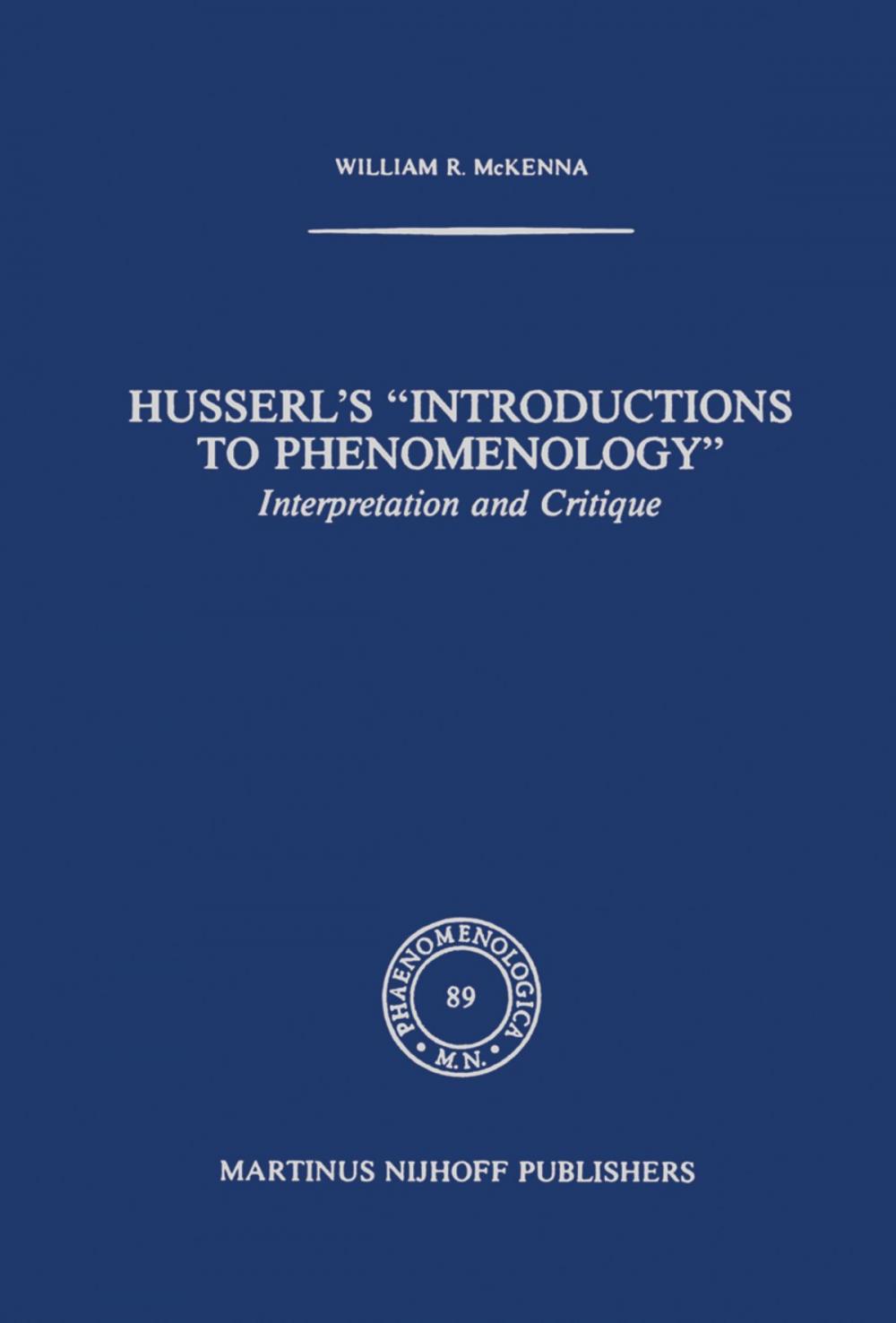 Big bigCover of Husserl’s “Introductions to Phenomenology”