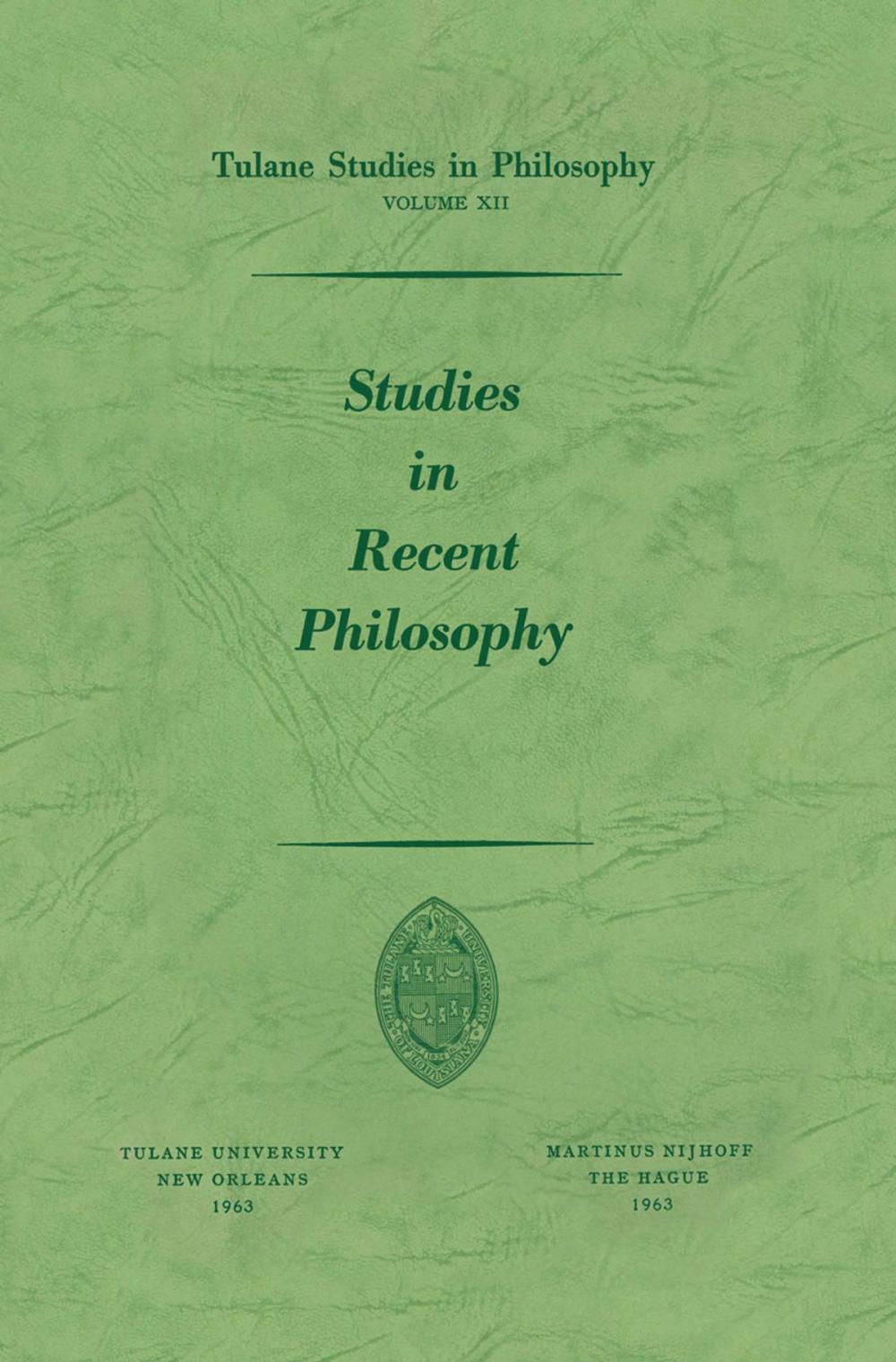 Big bigCover of Studies in Recent Philosophy
