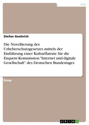 Book cover of Die Novellierung des Urheberschutzgesetzes mittels der Einführung einer Kulturflatrate für die Enquete-Kommission 'Internet und digitale Gesellschaft' des Deutschen Bundestages