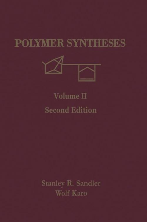 Cover of the book Polymer Syntheses by Stanley R. Sandler, Wolf Karo, Elsevier Science
