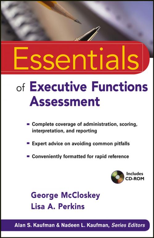 Cover of the book Essentials of Executive Functions Assessment by George McCloskey, Lisa A. Perkins, Wiley