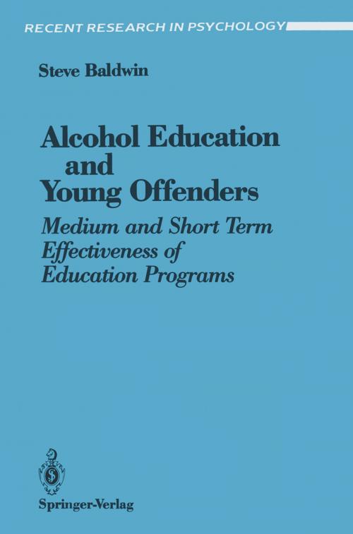 Cover of the book Alcohol Education and Young Offenders by Steve Baldwin, Springer New York