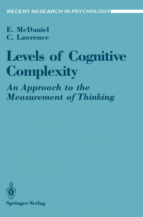 Cover of the book Levels of Cognitive Complexity by Ernest McDaniel, Chris Lawrence, Springer New York