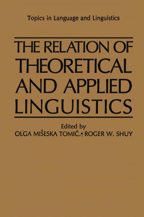 Cover of the book The Relation of Theoretical and Applied Linguistics by , Springer US