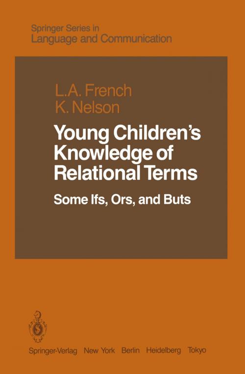 Cover of the book Young Children’s Knowledge of Relational Terms by Katherine Nelson, Lucia A. French, Springer New York