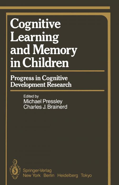 Cover of the book Cognitive Learning and Memory in Children by , Springer New York