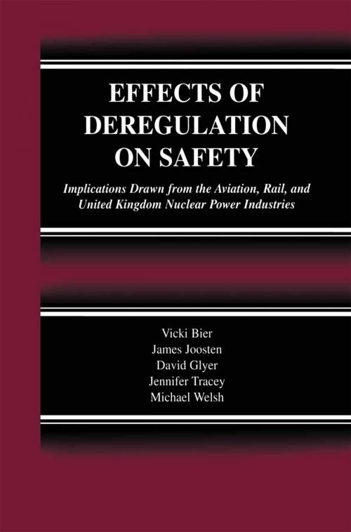 Cover of the book Effects of Deregulation on Safety by Vicki Bier, James Joosten, David Glyer, Jennifer Tracey, Michael Welsh, Springer US