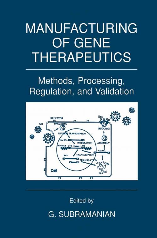 Cover of the book Manufacturing of Gene Therapeutics by , Springer US
