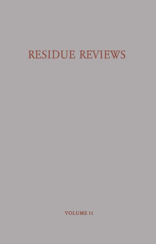 Cover of the book Residue Reviews/Rückstandsberichte by Francis A. Gunther, Springer New York