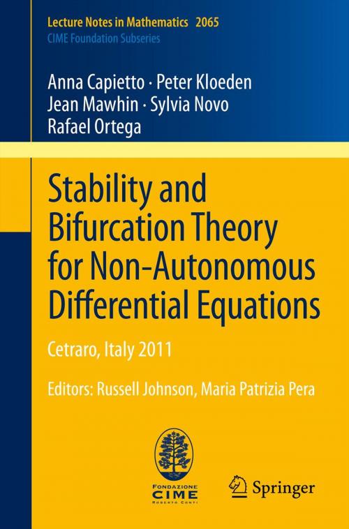 Cover of the book Stability and Bifurcation Theory for Non-Autonomous Differential Equations by Russell Johnson, Maria Patrizia Pera, Sylvia Novo, Miguel Ortega, Jean Mawhin, Peter Kloeden, Anna Capietto, Springer Berlin Heidelberg